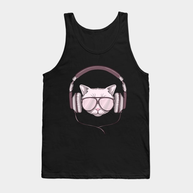 Cool cat is listen music Tank Top by Markus Schnabel